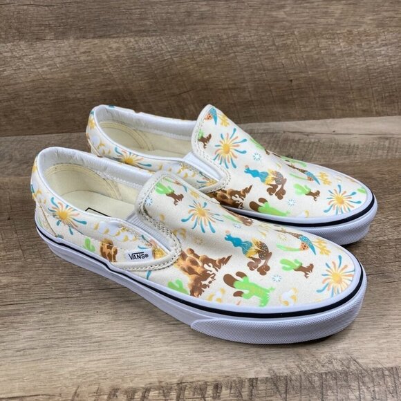 VANS Classic Slip On Get Outdoors Marshmallow Canvas Womens 8.5 Shoes NEW - Picture 2 of 10